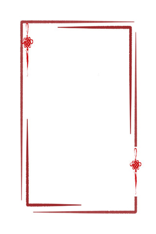 手绘红色复古中国结边框节日素材